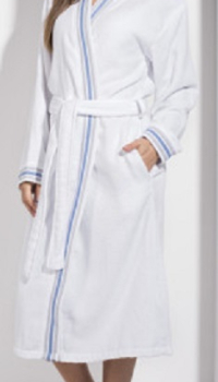 Belmanetti - Pamut unisex köntös judó fazonú (fehér, szürke) (4458)