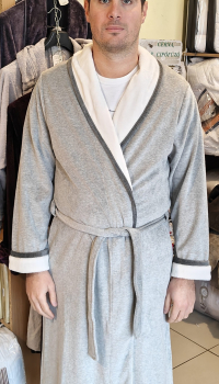 Nicky Robe elegáns pamut szürke férfi köntös többféle méretben