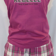 Rebelle - Lila, kockás, rövid nadrágos női pizsama, ujjatlan felsővel - féláron