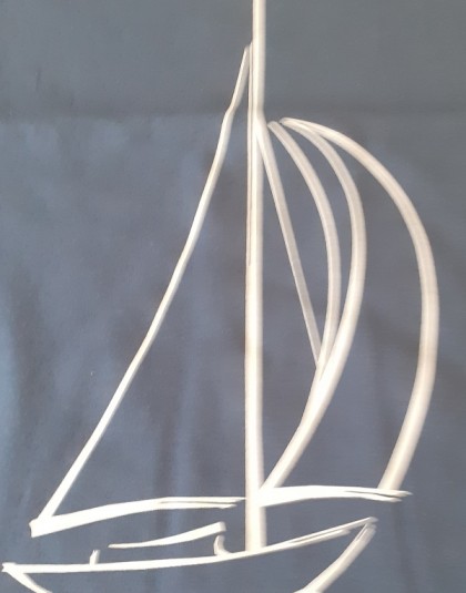Rövid női pamut pizsama (Kék-hajómintás) (Méret: M, L, XL, XXL)