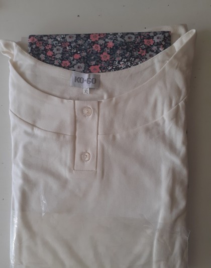 Hosszú pamut női pizsama (Méret: XL)