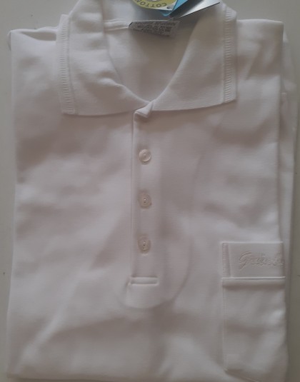 Férfi hosszúujjú, galléros póló (fehér színű) (Méret:  M,  XL, XXL)